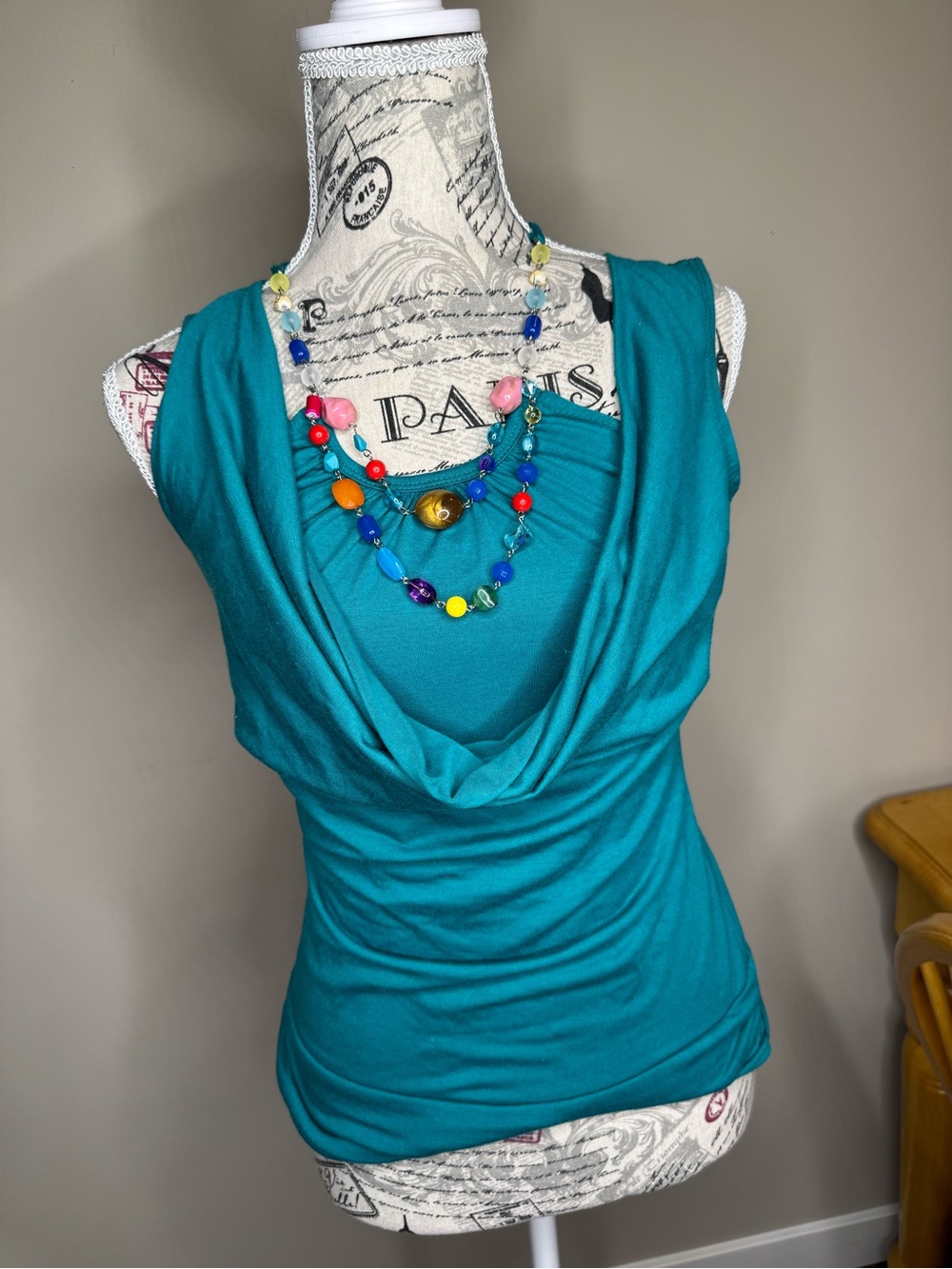 y2k Women’s Teal Cowl Neck Tank Top